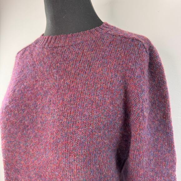 VINTAGE Northern Isles Purple Sweater Wool Rib Knit Raglan Sleeve M Medium VTG - Picture 2 of 5